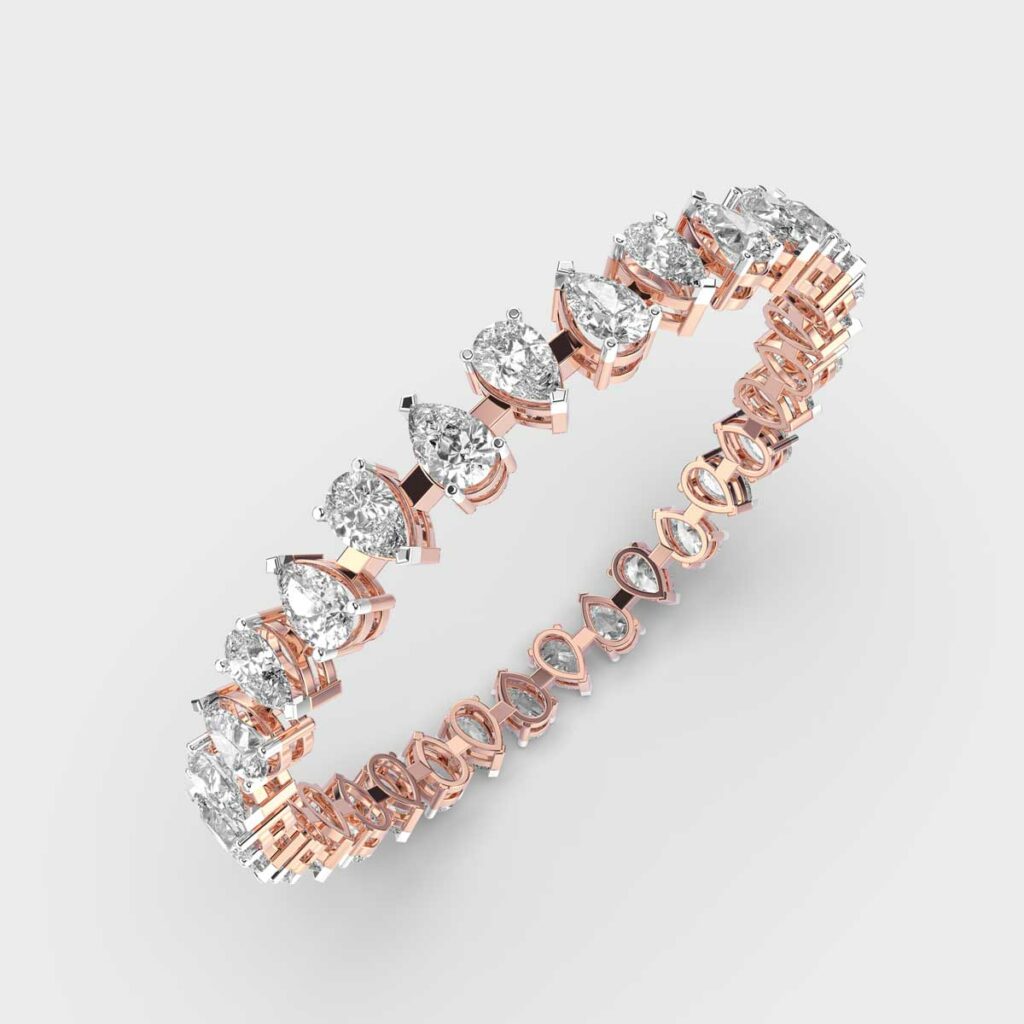 6.4 Carat Alternating Pear Lab-Grown Diamond Bracelet