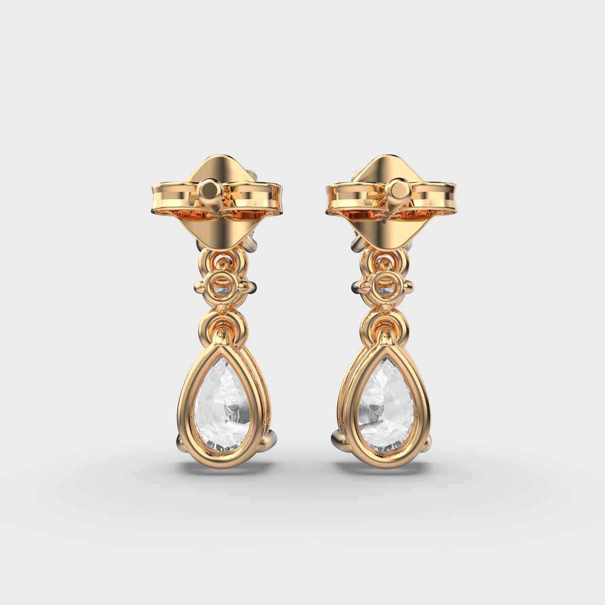 1.58 Ct Pear, Round and Oval Cut Dangling Lab-Grown Diamond Earrings