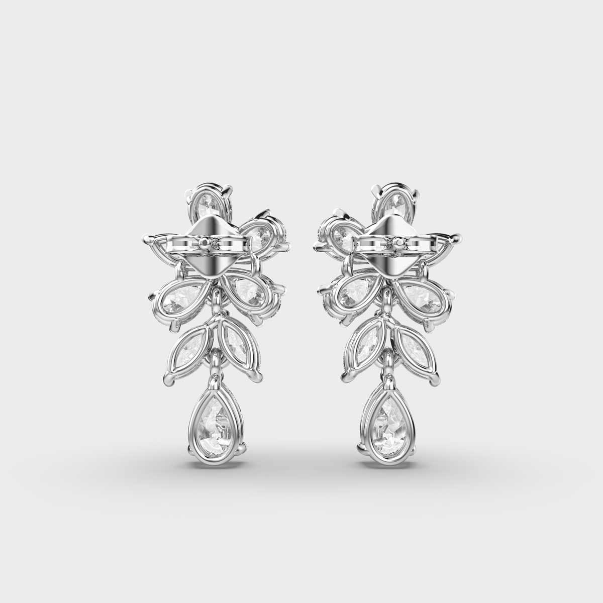 3.90 Ct Pear and Marquise-Cut Flower Clustered Lab-Grown Diamond Earrings