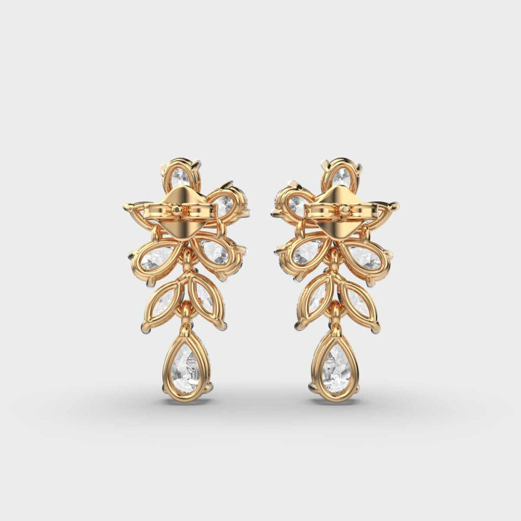 3.90 Ct Pear and Marquise-Cut Flower Clustered Lab-Grown Diamond Earrings