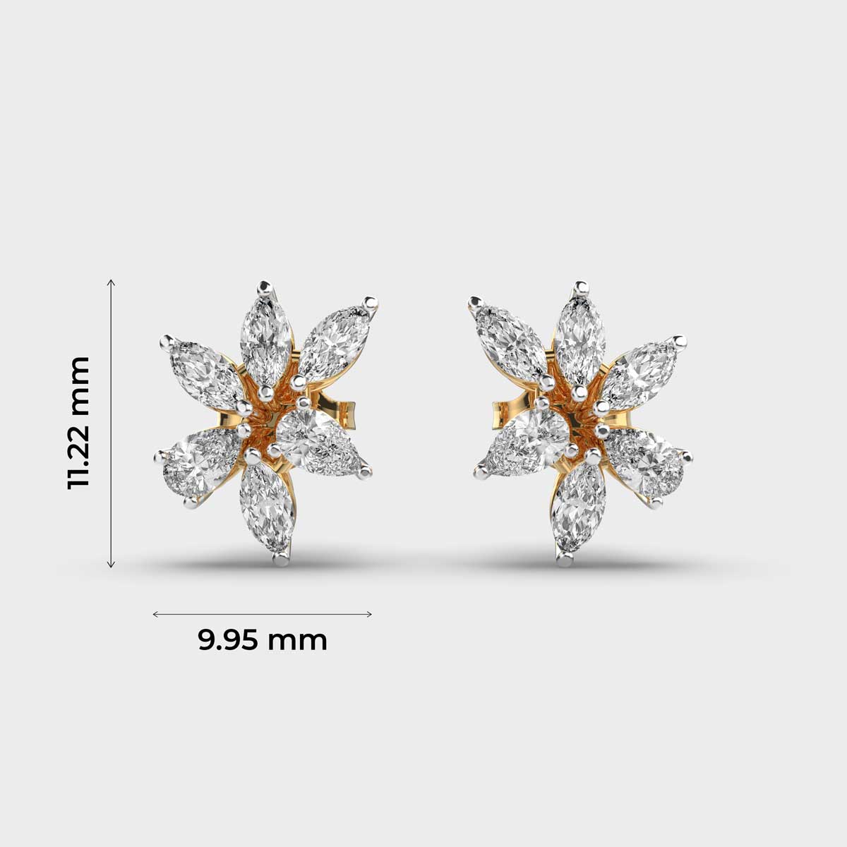 0.82 Ct Pear and Marquise-Cut Clustered Lab-Grown Diamond Earrings