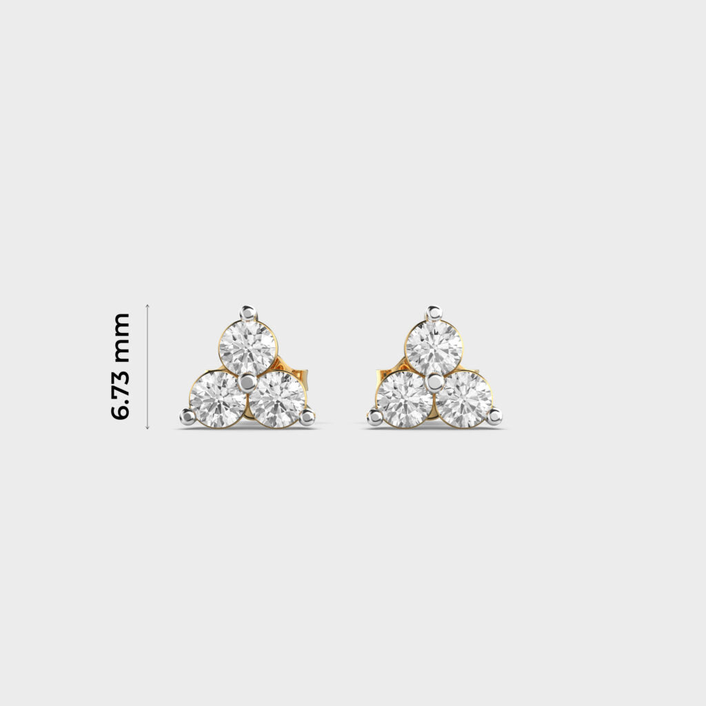 0.77 Carat Round-Cut Triad Lab-Grown Diamond Stud Earrings