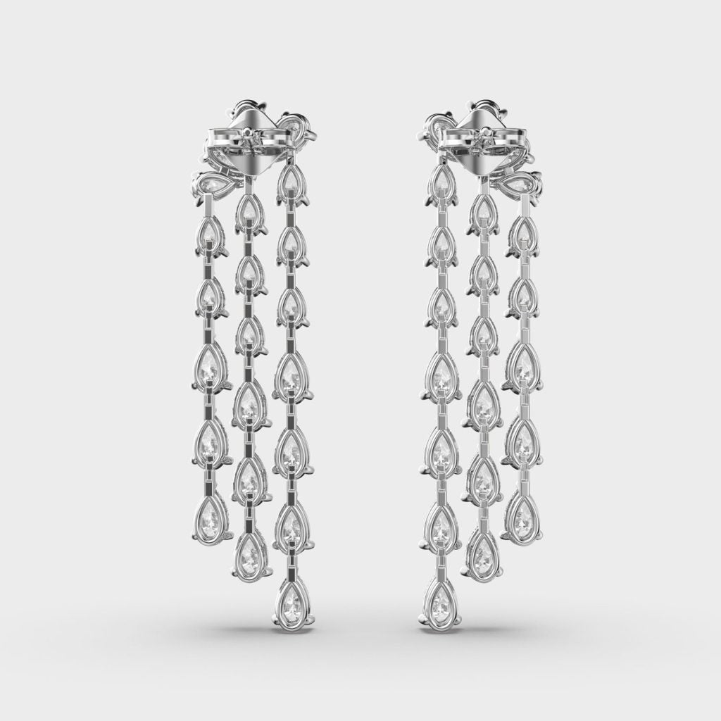 3.29 Carat Pear-Cut Long Lab-Grown Diamond Earrings