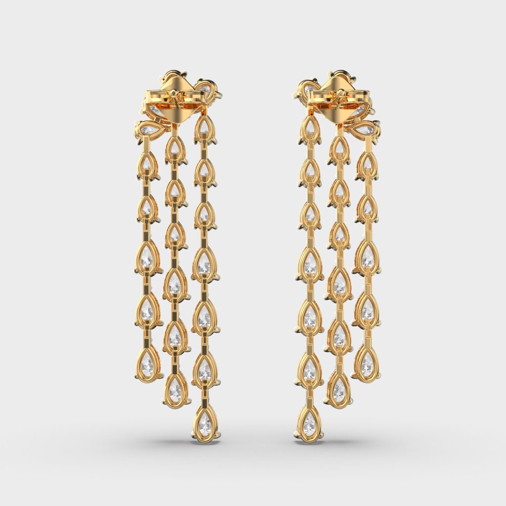 3.29 Carat Pear-Cut Long Lab-Grown Diamond Earrings