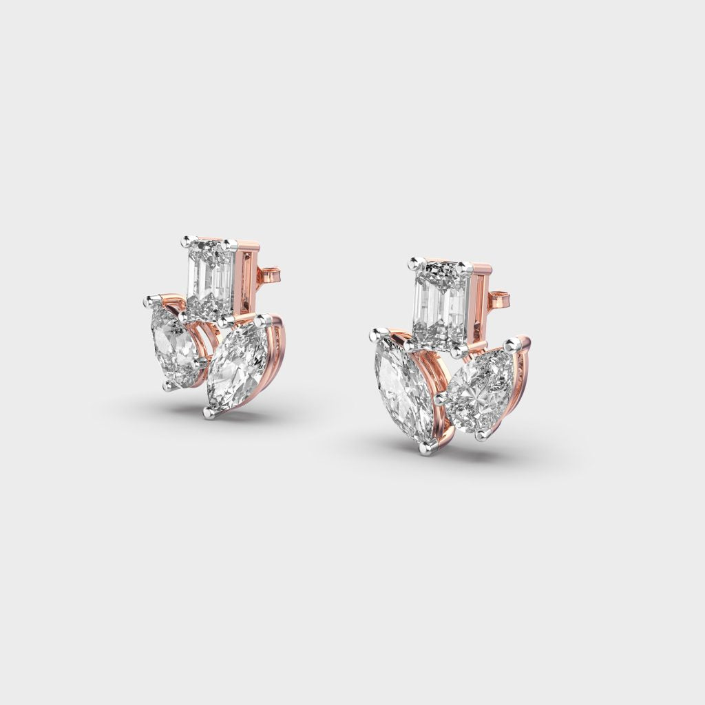 3.40 Carat Tri-Cut Clustered Lab-Grown Diamond Earrings