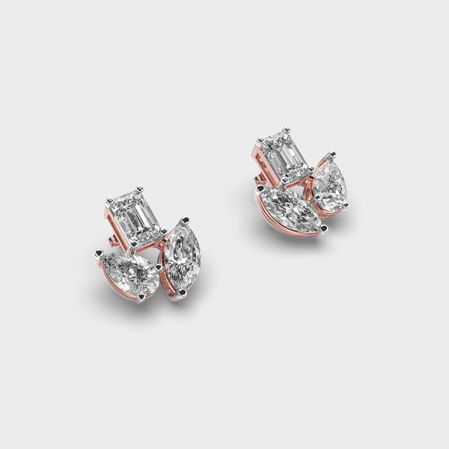 3.40 Carat Tri-Cut Clustered Lab-Grown Diamond Earrings