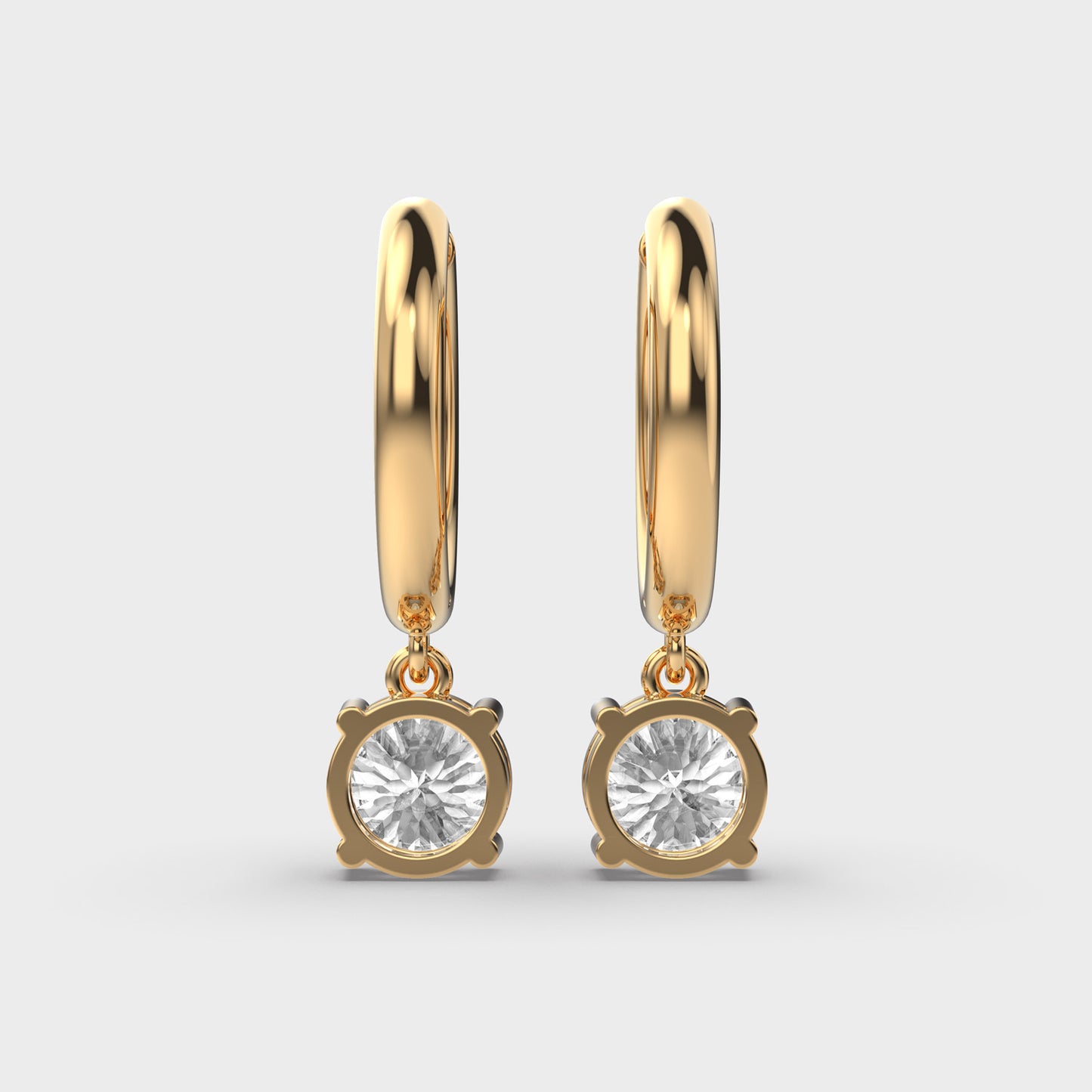 2.05 Carat Dangling Round-Cut Lab-Grown Diamond Earrings