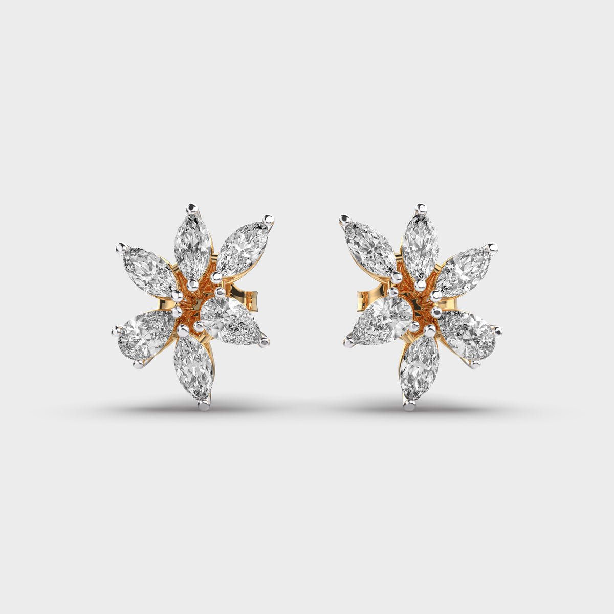 0.82 Ct Pear and Marquise-Cut Clustered Lab-Grown Diamond Earrings