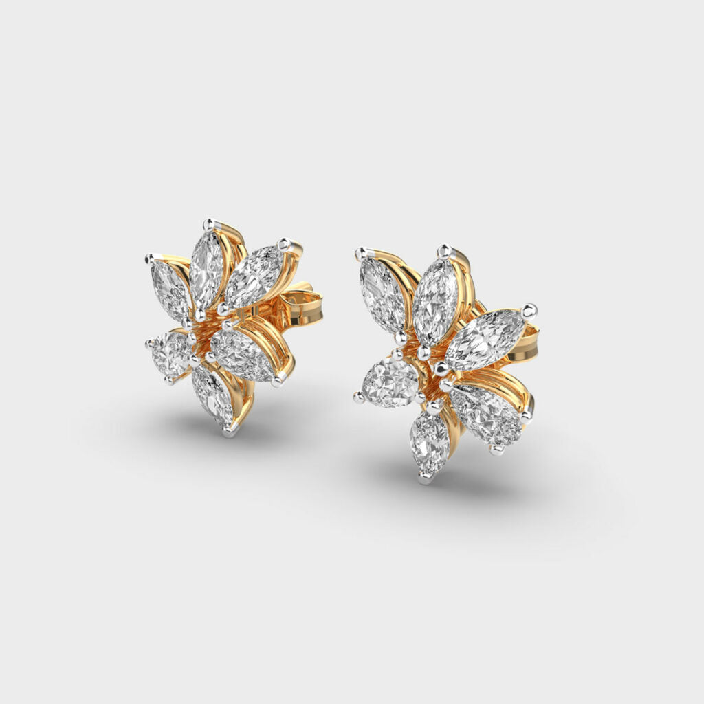 0.82 Ct Pear and Marquise-Cut Clustered Lab-Grown Diamond Earrings