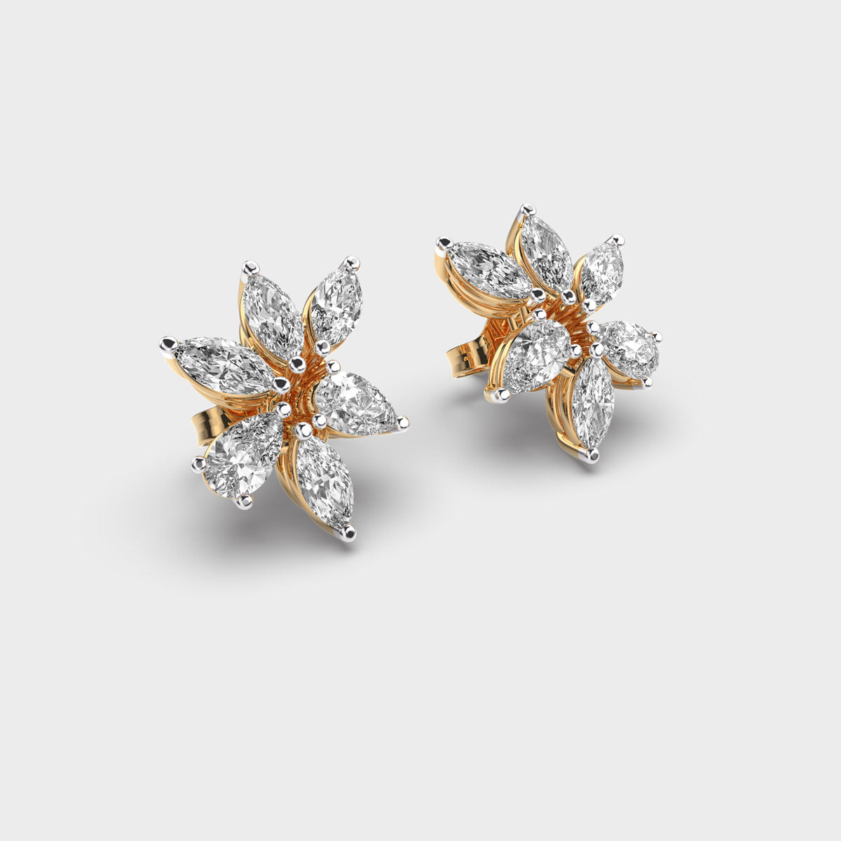 0.82 Ct Pear and Marquise-Cut Clustered Lab-Grown Diamond Earrings