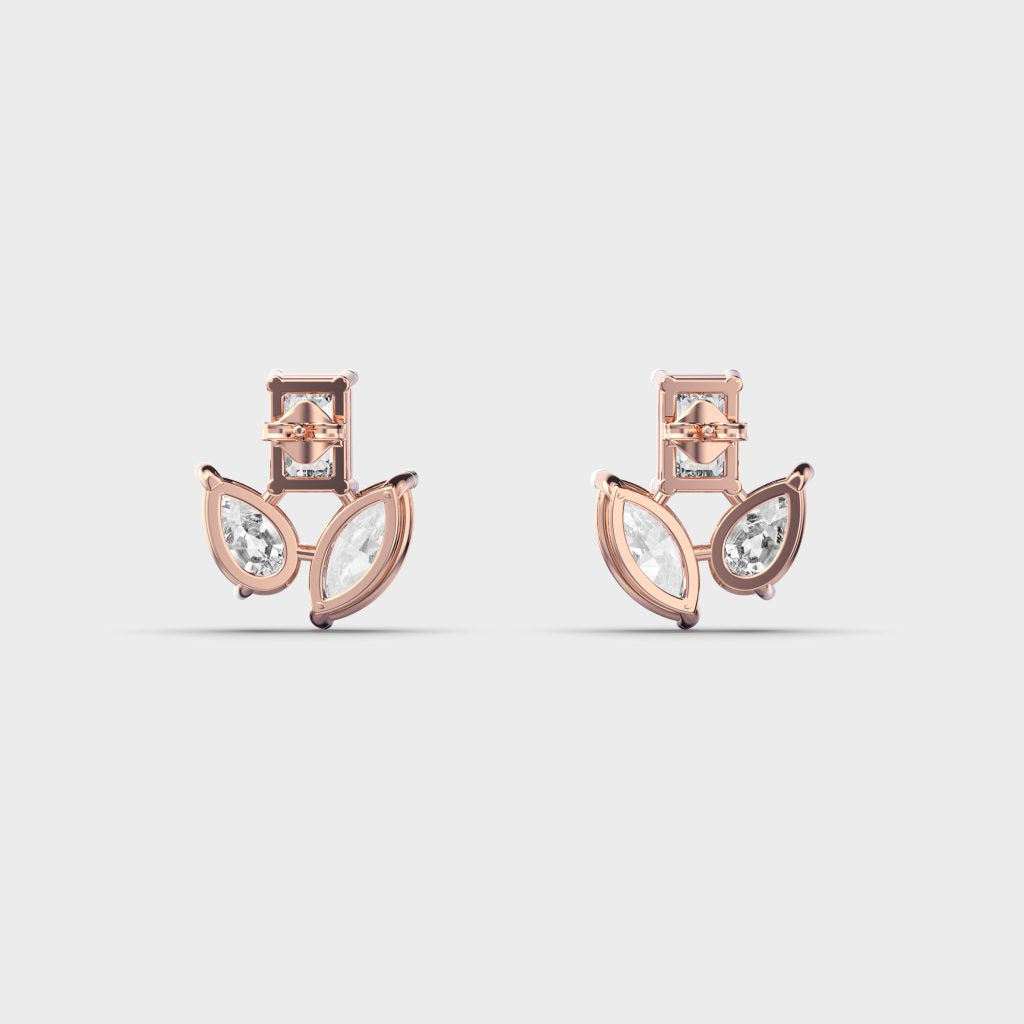 3.40 Carat Tri-Cut Clustered Lab-Grown Diamond Earrings